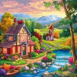 Windmill DIY 5D Full Round Drill Diamond Painting